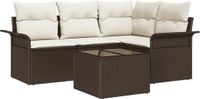 vidaXL Tuinbank - Set - 5 - st - Bruin - poly - rattan