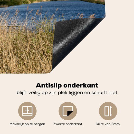 KitchenYeah® Inductie beschermer 80x52 cm - Molen - Landschap - Nederland - Inductiebeschermer voor Inductie Kookplaat - Multicolor