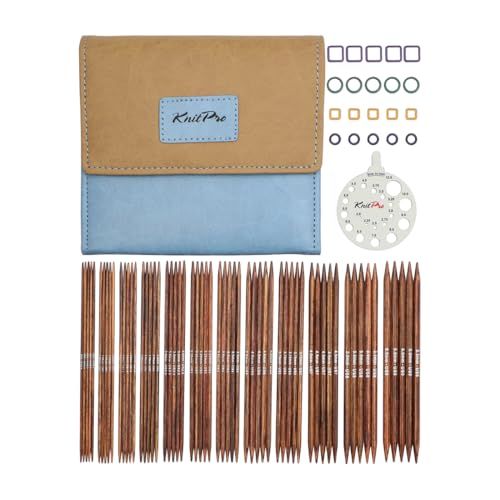 KnitPro Ginger naaldenset met dubbele punt - 12 x 15 cm breinaalden met dubbele punt, sets van 5 Ginger Grande-set voor beginners, professionals en cadeauset