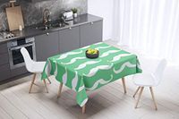 Bonamaison Tafelkleed, Anti-Mold, Sneldrogend, Waterdicht, 100% Polyester Tafellaken, Petroleum Groen, Wit, 140 x 140 Cm