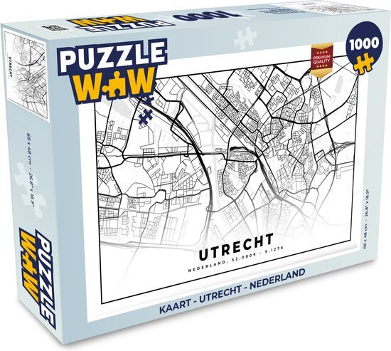 MuchoWow Puzzel Kaart - Utrecht - Nederland - Legpuzzel - Puzzel 1000 stukjes volwassenen