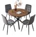 Ensemble de salle à manger, 5 pièces - Table de salle à manger ronde 100 cm avec 4 chaises - Revêtement en velours - Cadre en métal - Design moderne et minimaliste - Gris
