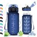 Vikaster Drinkfles voor school, drinkfles met rietje, 500 ml, lekvrij, BPA-vrij, sportfles voor school, camping, yoga, gym, outdoor