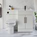 Cluo meuble vasque et combinaison WC blanc avec toilette, réservoir caché et lavabo | poignées noires | version droite