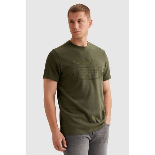 PME Legend regular T-shirt donkergroen met textuur