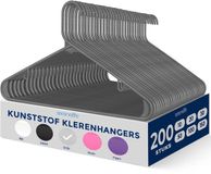 SereneLife Kleerhanger - Plastic Hangers - Antislip Ruimtebesparende Kledinghangers - 200 Stuks - Duurzaam en Sterk voor Hemden, Truien, Hoodies, Kinderkleding en Jurken - Lichtgewicht - Grijs