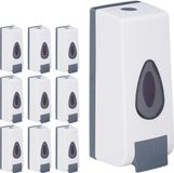 Merkloos 10x Zeepdispenser Wandmontage 350 ml Wit/Grijs Kunststof