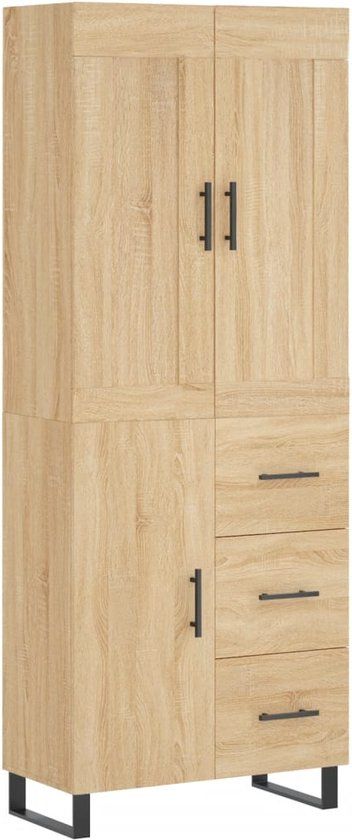 vidaXL Hoge kast 69,5x34x180 cm bewerkt hout sonoma eikenkleurig