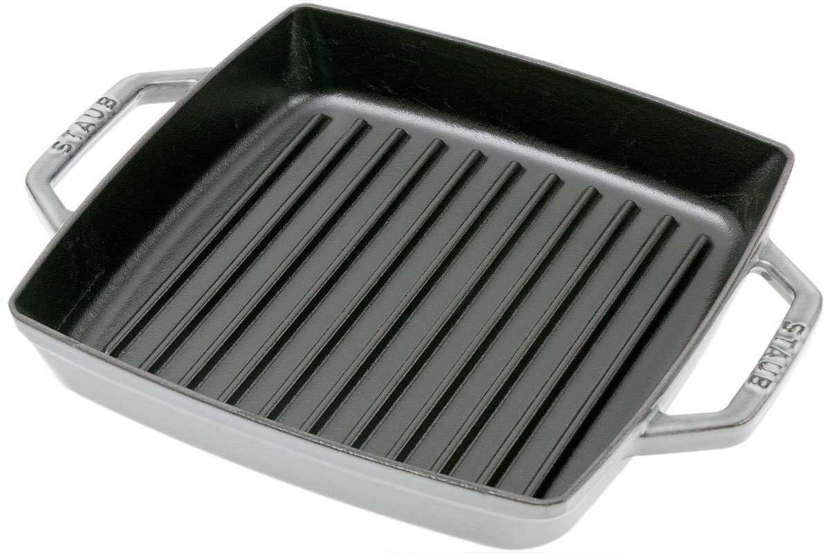 Staub grillpan 23cm vierkant grijs