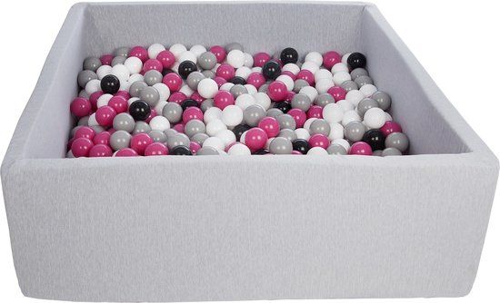 Ballenbak 120x120cm - 600 ballen - Roze/Wit/Grijs/Zwart