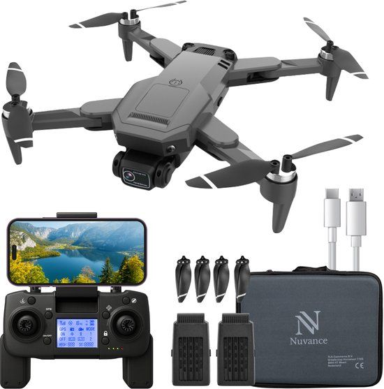 Nuvance S109 - Drone met Camera en GPS - 1080p Mini Camera - Mat Zwart