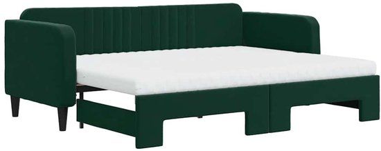 vidaXL Slaapbank met onderschuifbed 80x200cm fluweel donkergroen