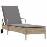 VidaXL Lounge Gecapitonneerde Zitting Polyrattan Tuinstoel - Grijs