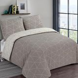 VISION Hugo - Omkeerbaar Dekbedovertrekset - 100% Katoen - Beige - 200x200 cm