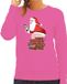 Bellatio Decorations Foute Kersttrui/sweater voor dames - Merry Shitmas - roze - kerstman op de WC XL