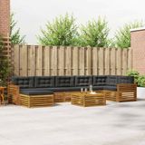 vidaXL - Bank loungeset - 7 zitplekken - Natuurlijk en antraciet - Acacia hout