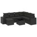 vidaXL 8-delige Loungeset met Kussens, Poly Rattan, Zwart