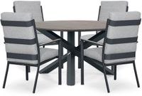Lifestyle Garden Furniture Lecce/Ancona 125 cm dining tuinset 4 personen Aluminium Grijs