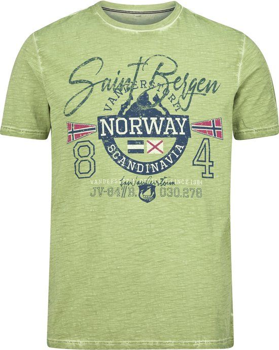 Jan Vanderstorm heren T-shirt - 80/82 - groen - Katoen - Loose Fit