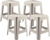 Plasticforte tabouret d'appoint - 4x - Rotan line - beige - plastique - 45 cm