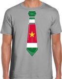 Bellatio Decorations Verkleed shirt voor heren - stropdas Suriname - grijs - supporter - themafeest L
