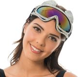 Merkloos Chaks Bril met kattenoren - Glitter bril - Feest outfit - Strass versiering - One size - Multicolor