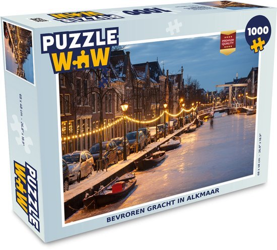 MuchoWow Puzzel Alkmaar - Gracht - Winter - Legpuzzel - Puzzel 1000 stukjes volwassenen - Sinterklaas cadeautjes - Sinterklaas voor grote kinderen