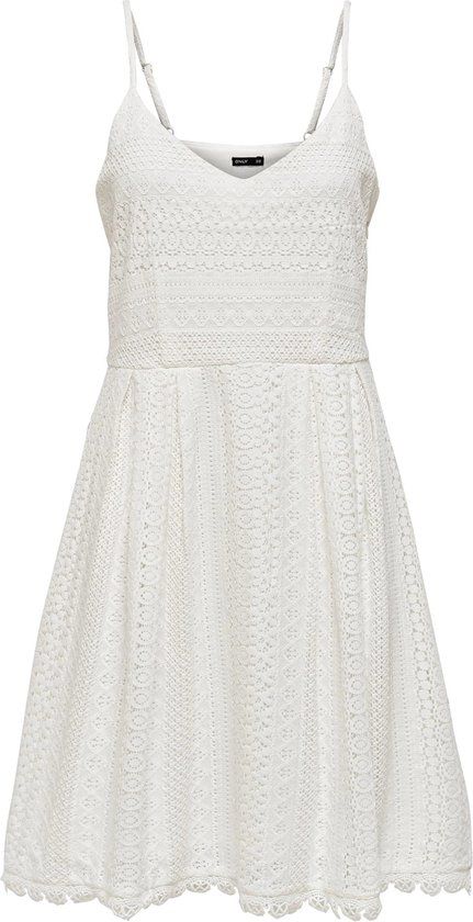 ONLY Jurk Vrouwen Maat 42 - Wolwit/Ecru - Katoen - Mouwloos - Kniehoogte - Casual
