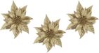 Cosy & Trendy Decoratie bloem - 4x stuks - kerstster - op clip - goud - glitter - 18 cm - kunststof
