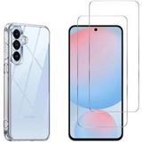 Phonillico® Case voor Samsung Galaxy S24 FE en 2 gehard glas screenprotector