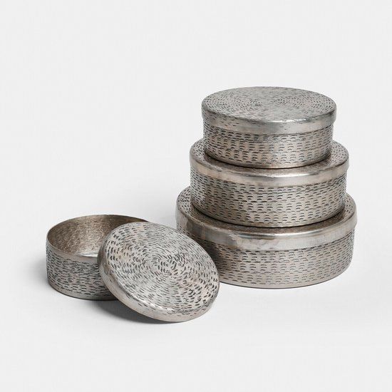 LOBERON Blik set van 4 Silvaras zilverkleurig