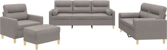 vidaXL 4-delige Loungeset met kussens stof taupe