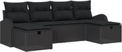 vidaXL Tuinbank Set 4 Zitplaatsen Zwart Polyrattan