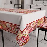 PETTI Artigiani Italiani - Tafelkleed, vuilafstotend, rechthoekig, voor keukentafel, geometrisch design, Vietri rood, X6-zits (140 x 180 cm), 100% Made in Italy