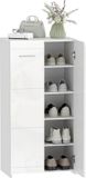Homcom Schoenenkast - Spaanplaat - 55L x 36B x 108H cm - Hoogglans wit