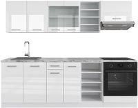 Vicco R-Line Complete keukeneenheid – 240 cm zonder werkblad Wit hoogglans/wit