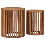 vidaXL Handgemaakte bijzettafel set 2 st teakbruin 40 x 40 x 45 cm