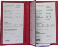 LeonDesign - Autopapieren mapje - Rood leer - A6 formaat - Unisex design - Handgemaakt kentekenbewijs mapje