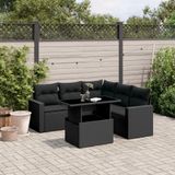 Maison Exclusive - Ensemble de meubles de jardin 6 pièces avec canapé et coussins, noir, en polyrotin