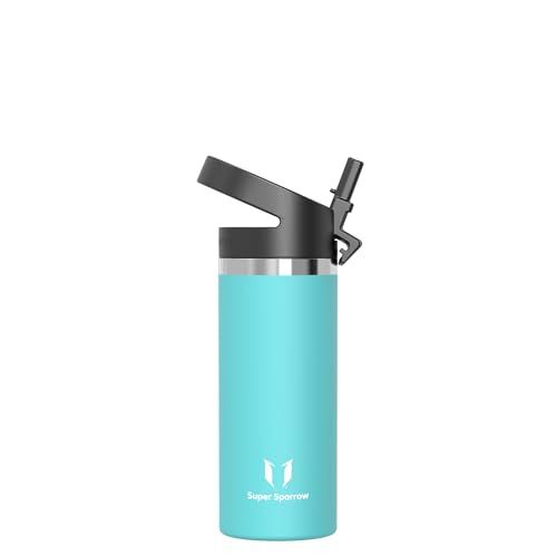 Sparrow Waterfles Kind 500ml Metaal Fles RVS Drinkfles met Rietje