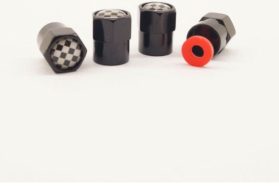 Schrader (auto) ventiel - Zwart racevlag aluminium met afdichting