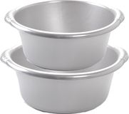 Forte Plastics Lot avantageux cuves rondes multifonctionnelles en plastique gris argenté en 2 tailles - 10 et 15 litres de capacité