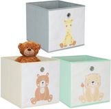 Merkloos Relaxdays Opbergmand kinderkamer - set van 3 - opvouwbaar - dieren
