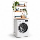 Relaxdays wasmachinerek, 3 vakken, natuur, wit