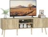 HOMCOM meuble TV - MDF - 140x35x49cm - Chêne