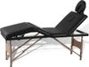 vidaXL Inklapbare massagetafel 4 zones met houten frame (zwart)