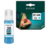Evoke Compatible Ink for Epson 108 C13T09C54A Light Cyan 7200 Pages Ecotank L8050 L18050