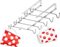 Relaxdays mokkenrek - rek voor mokken - kopjesrek - ophangsysteem - 10 mokken - metaal - zilver
