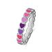 Lucardi Kinder Zilveren ring gekleurde emaille hartjes - Ring - 925 Zilver - Zilverkleurig - 14 / 44 mm