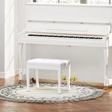 Banc de piano banc de clavier réglable en hauteur en bois massif assise rembourrée 64 x 35 x 45-55 cm blanc